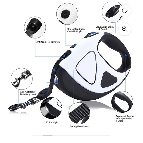 Retractable Dog Leash with LED Flashlight - Picture 3 of 9
